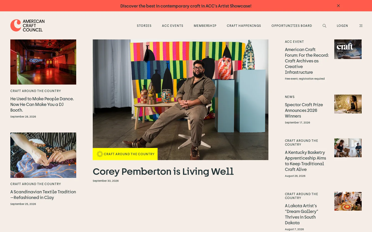 American Craft Council Homepage screenshot