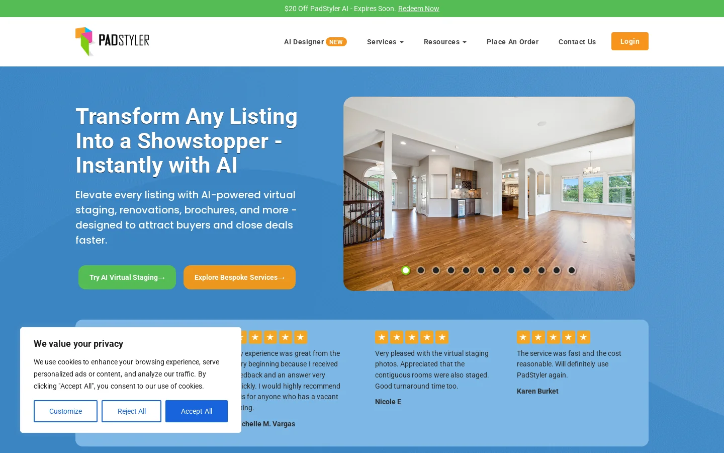 PadStyler AI Homepage screenshot