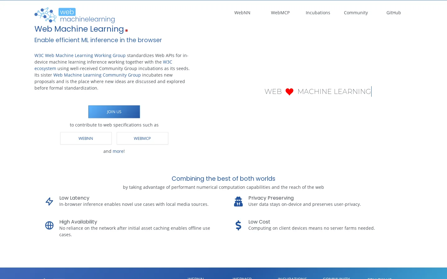 Web Machine Learning Homepage screenshot