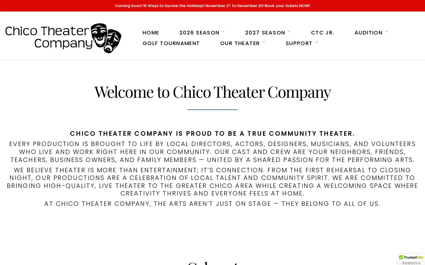 Chico Theater Company Homepage screenshot