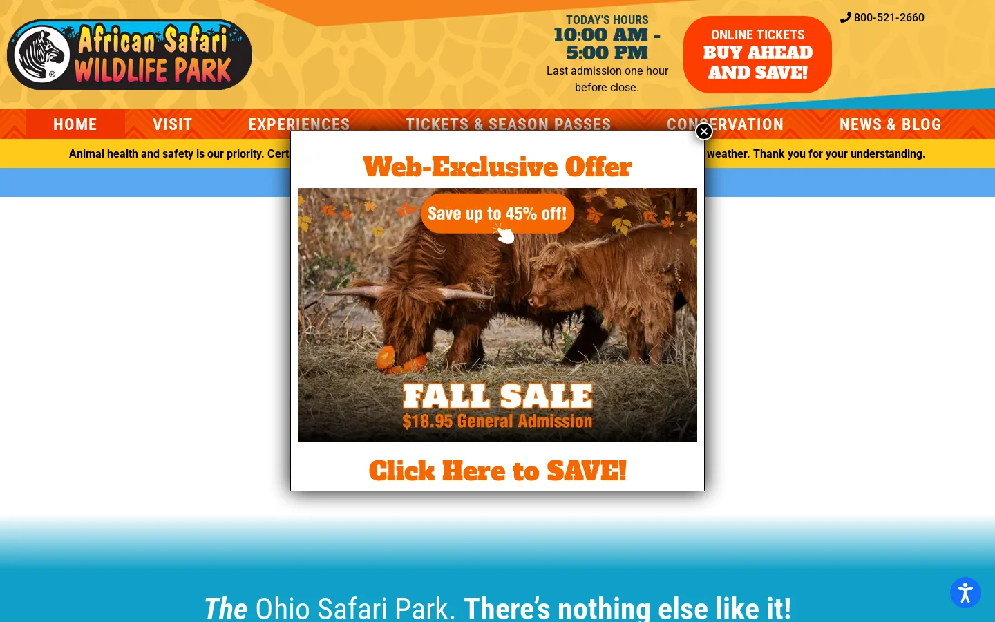 THE Ohio Safari Park | Drive-Thru & Walk-Thru Wildlife Homepage screenshot