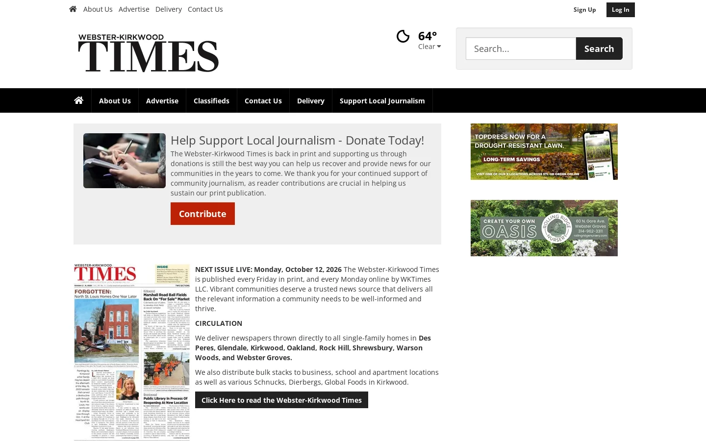 Webster-Kirkwood Times | Local News You Can Really Use Homepage screenshot