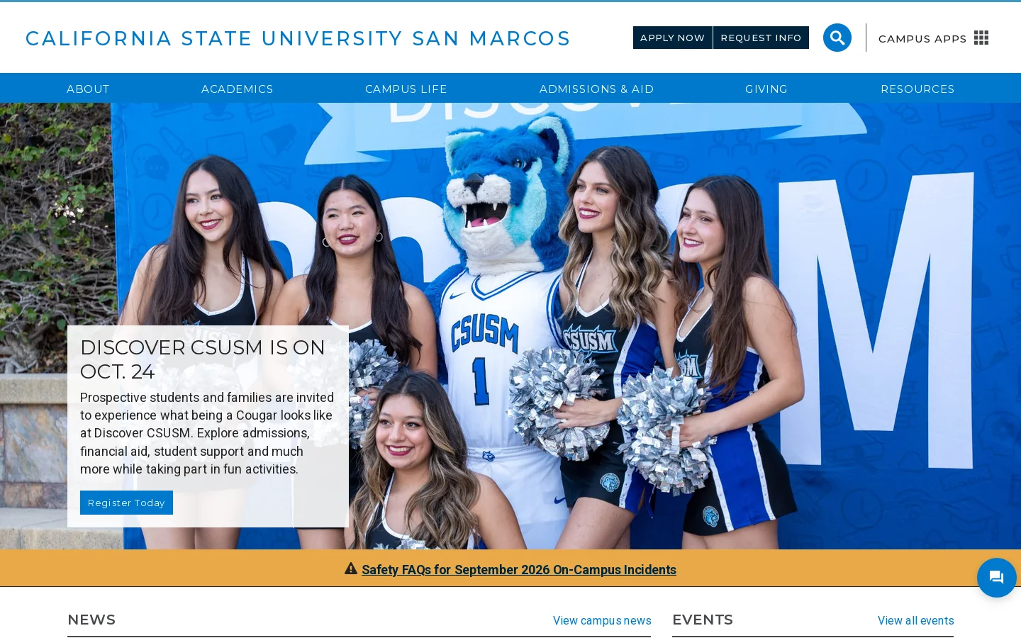 CSUSM Homepage screenshot