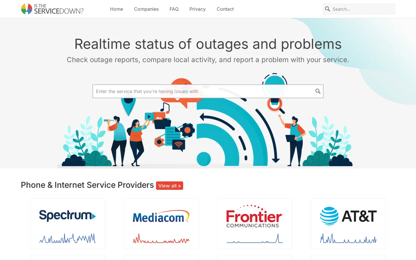 Status Overview • Is The Service Down? Homepage screenshot