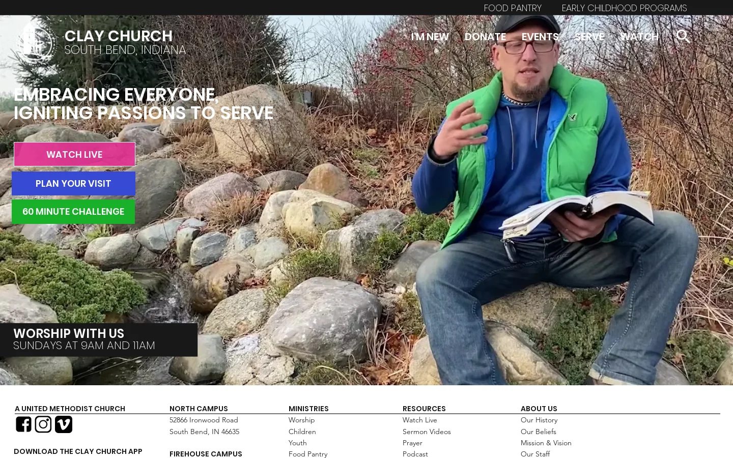 Clay Church Homepage screenshot