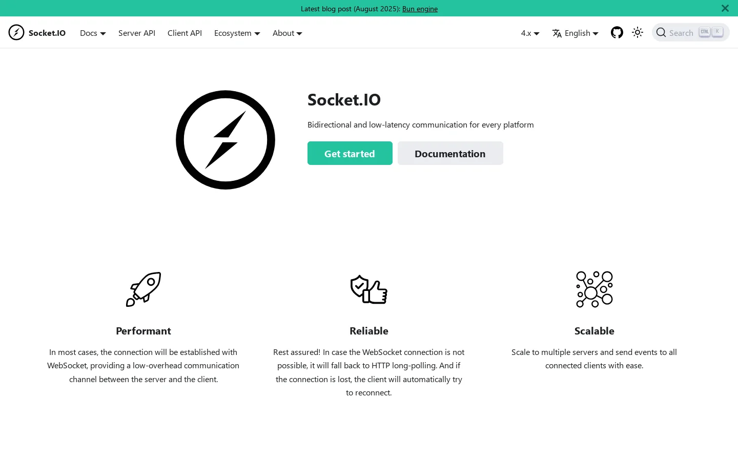 Socket.IO Homepage screenshot