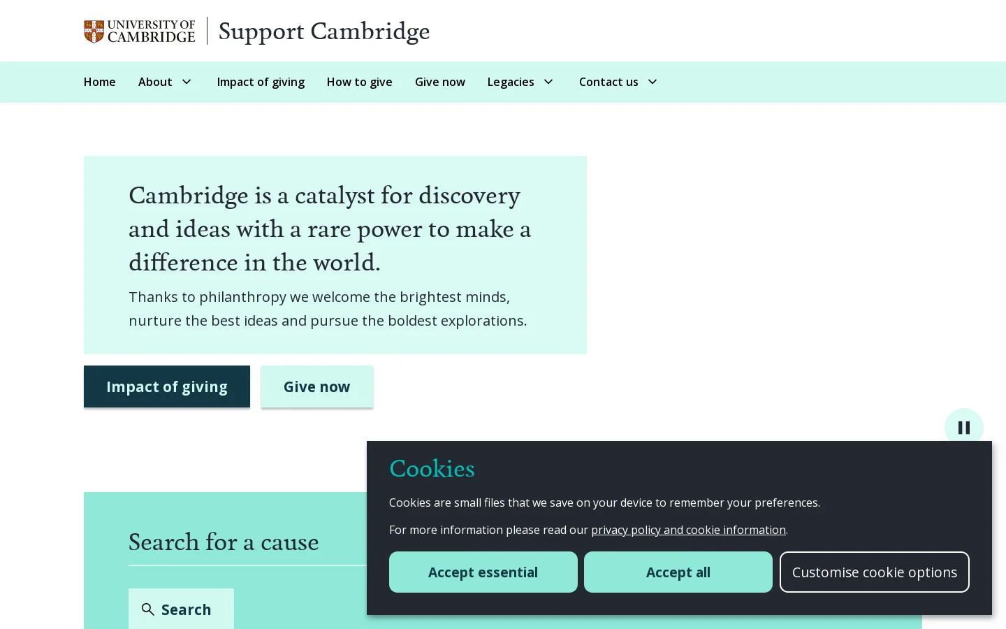 Philanthropy homepage Homepage screenshot