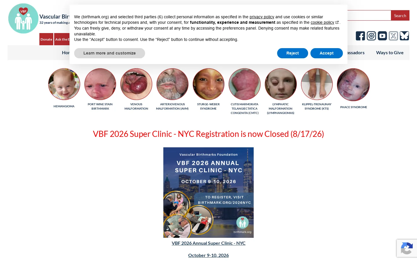 Vascular Birthmarks Foundation – Vascular Birthmarks Information and Resources Homepage screenshot