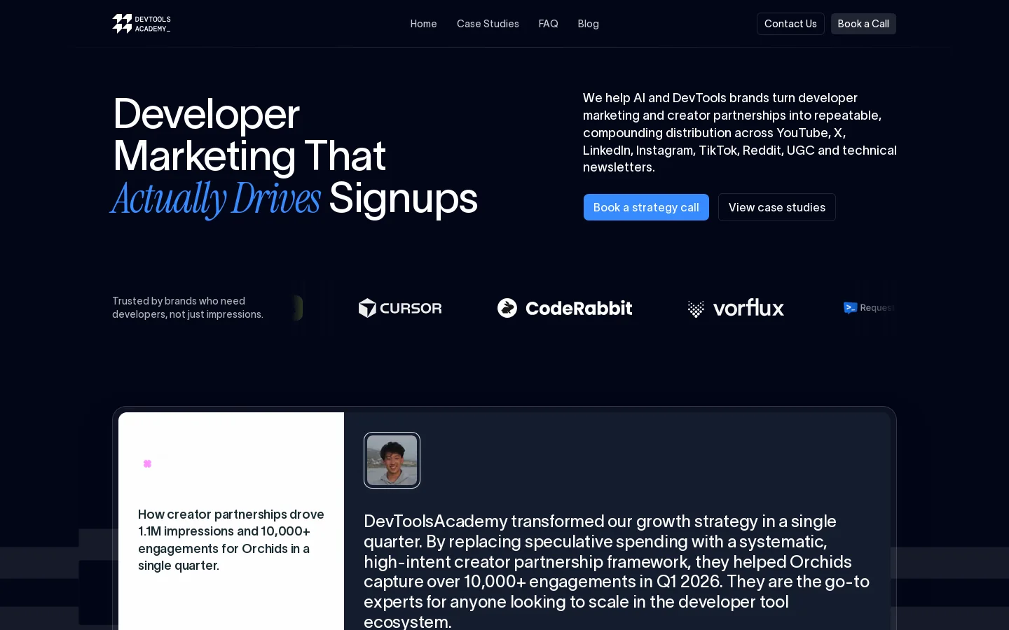 DevTools Academy Homepage screenshot