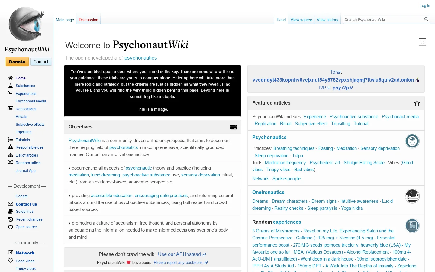 PsychonautWiki Homepage screenshot