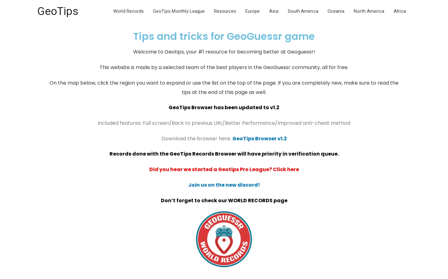 GeoTips Homepage screenshot