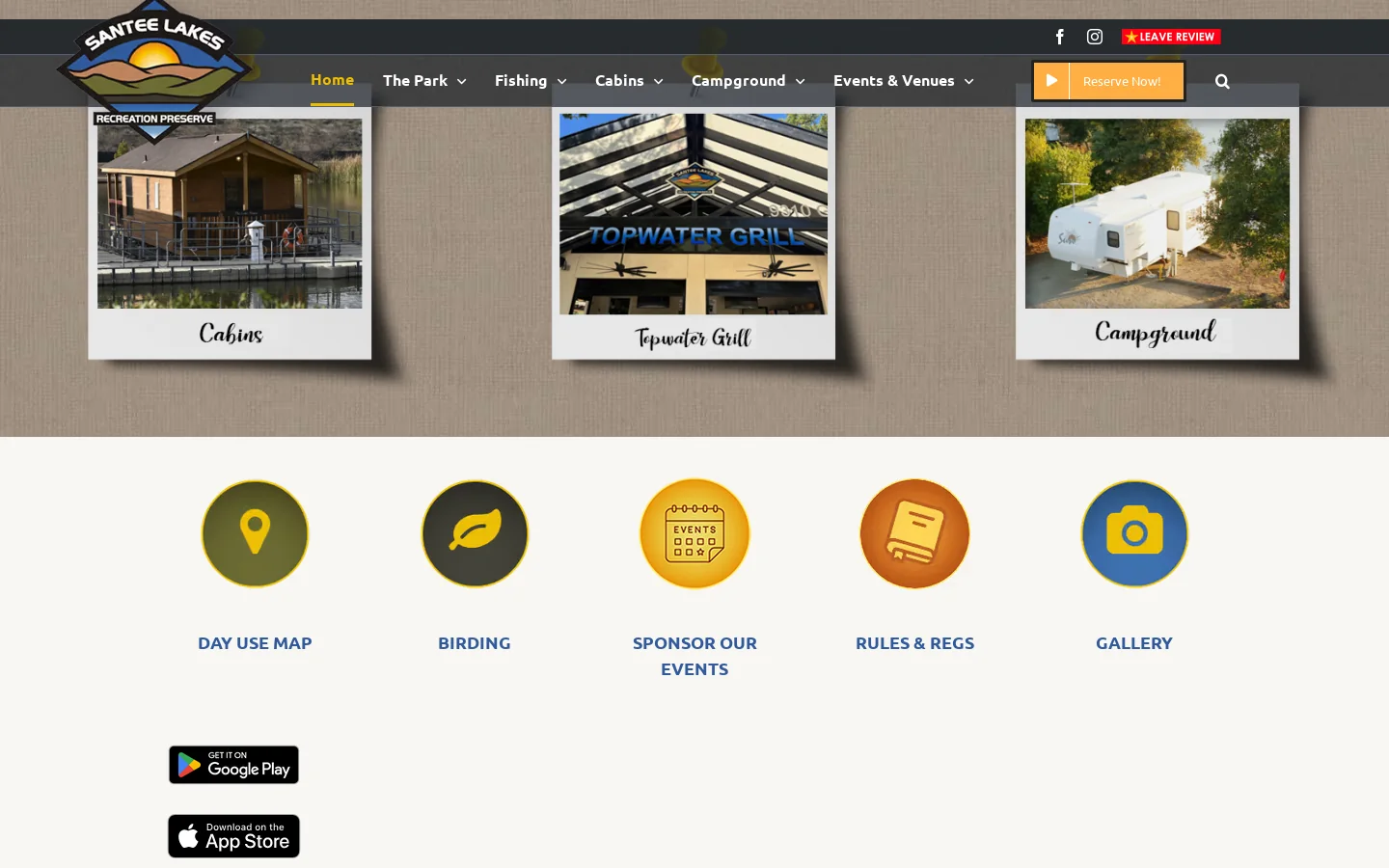 Santee Lakes Recreation Preserve Homepage screenshot