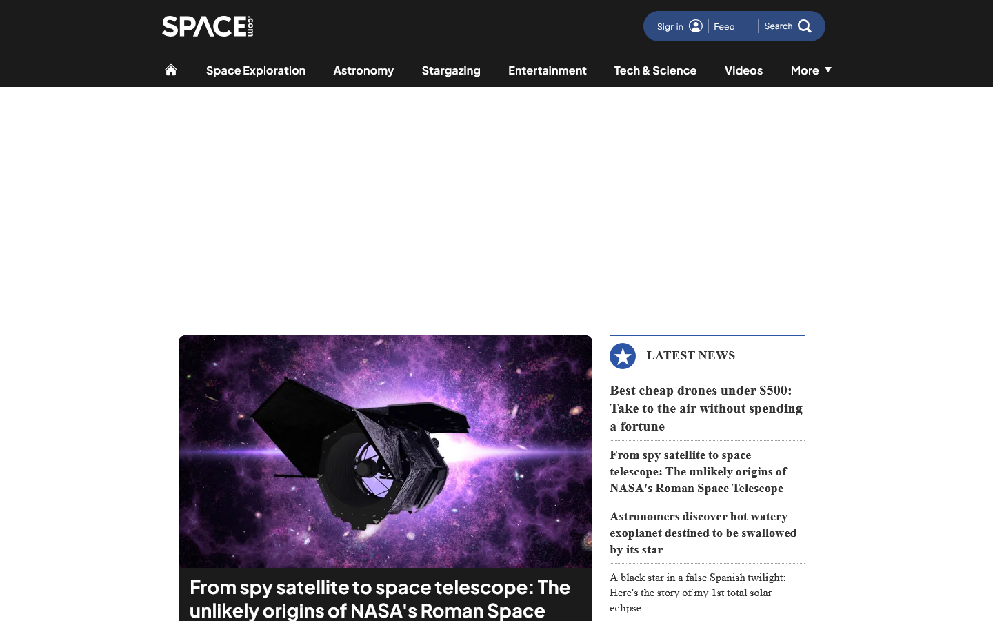 Space.com Homepage screenshot