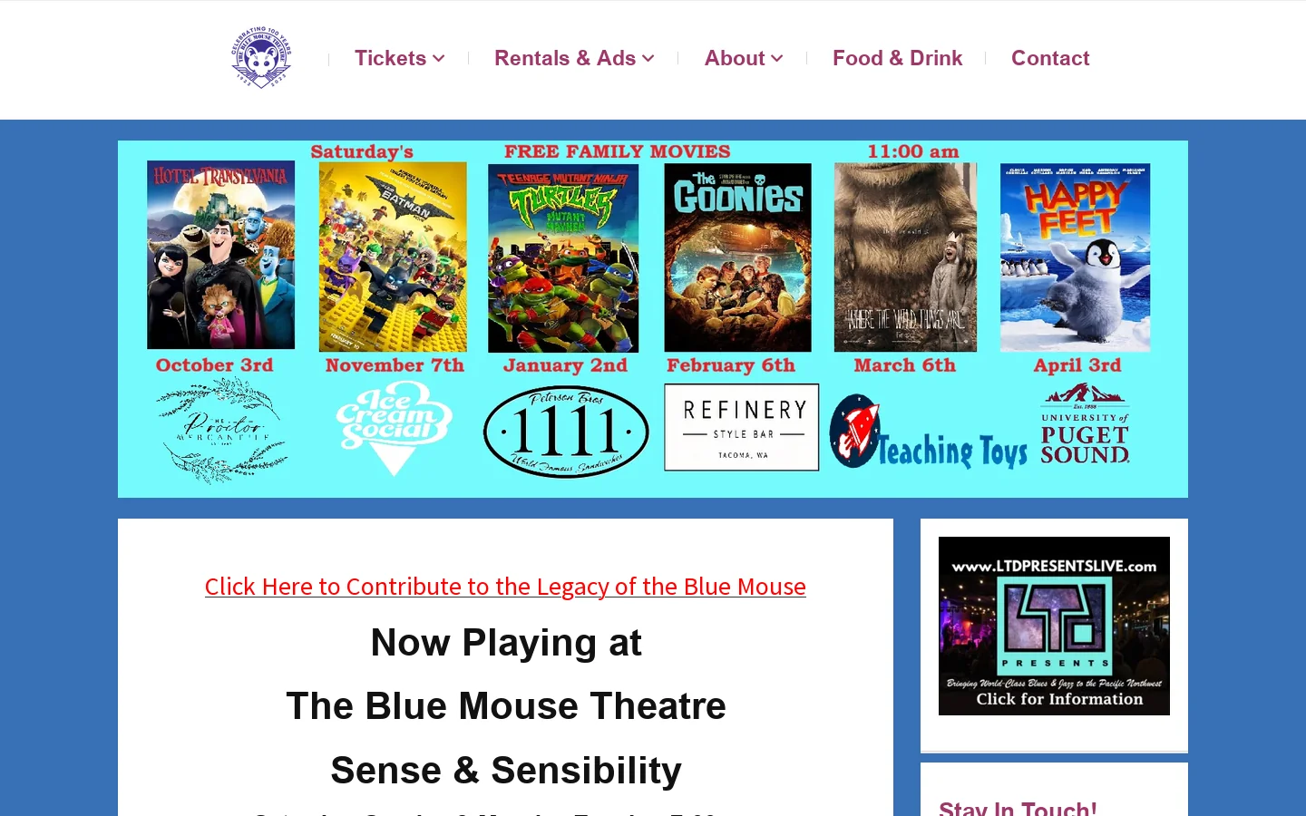 Blue Mouse Theatre Homepage screenshot