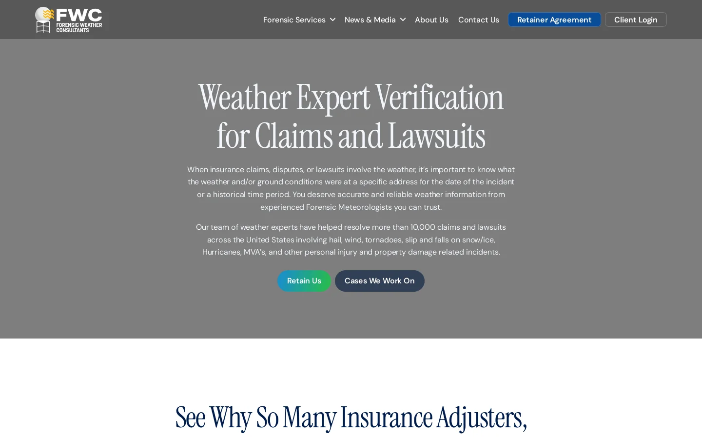 Forensic Weather Consultants – The Nation's Leading Weather Experts Homepage screenshot