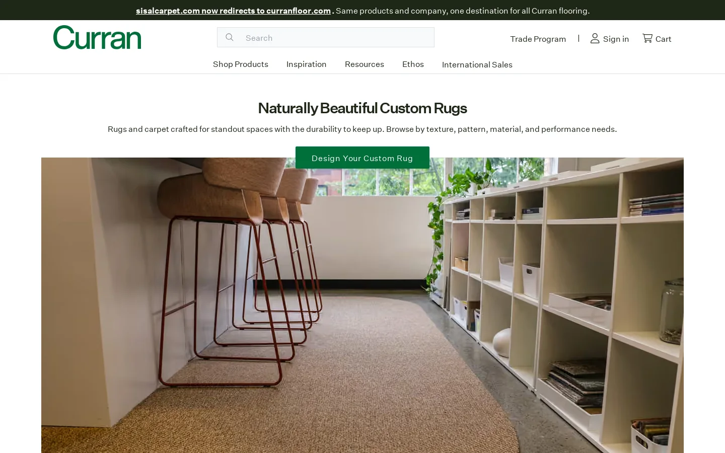Custom Sisal Rugs, Carpet & Tiles | Natural Style | Curran Homepage screenshot