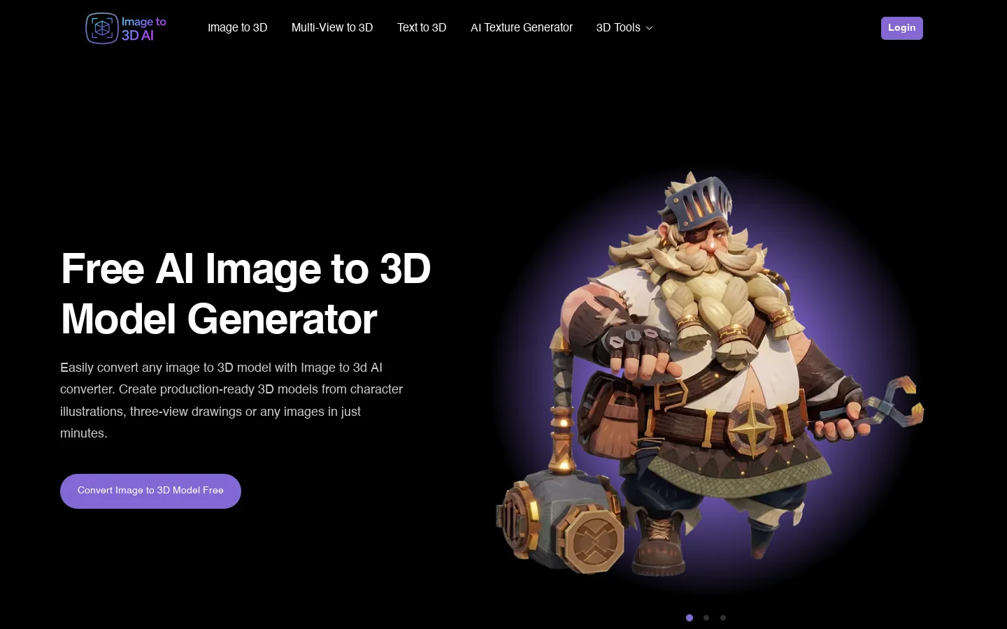 Image to 3D AI Homepage screenshot