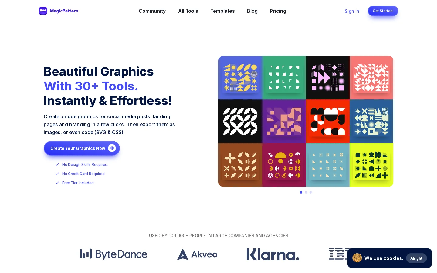 MagicPattern Homepage screenshot