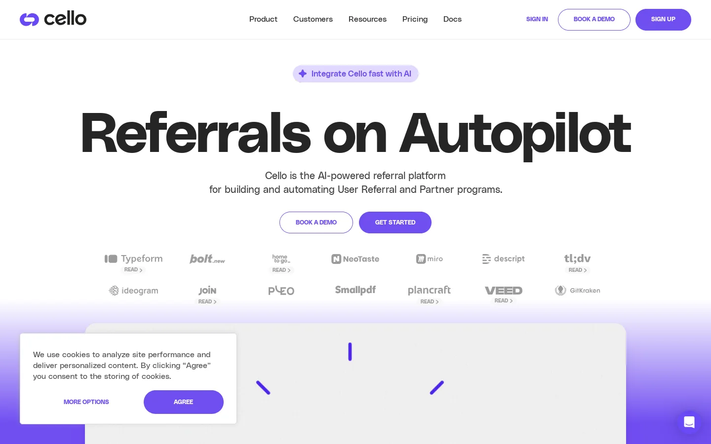 Cello Homepage screenshot