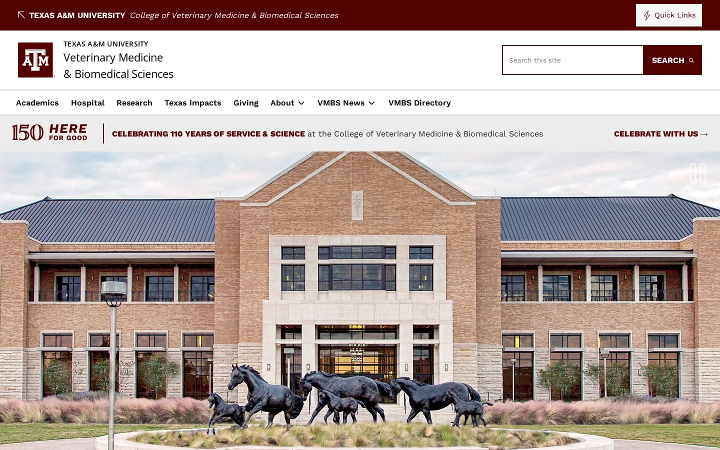 A FORCE FOR GOOD - Veterinary Medicine & Biomedical Sciences Homepage screenshot