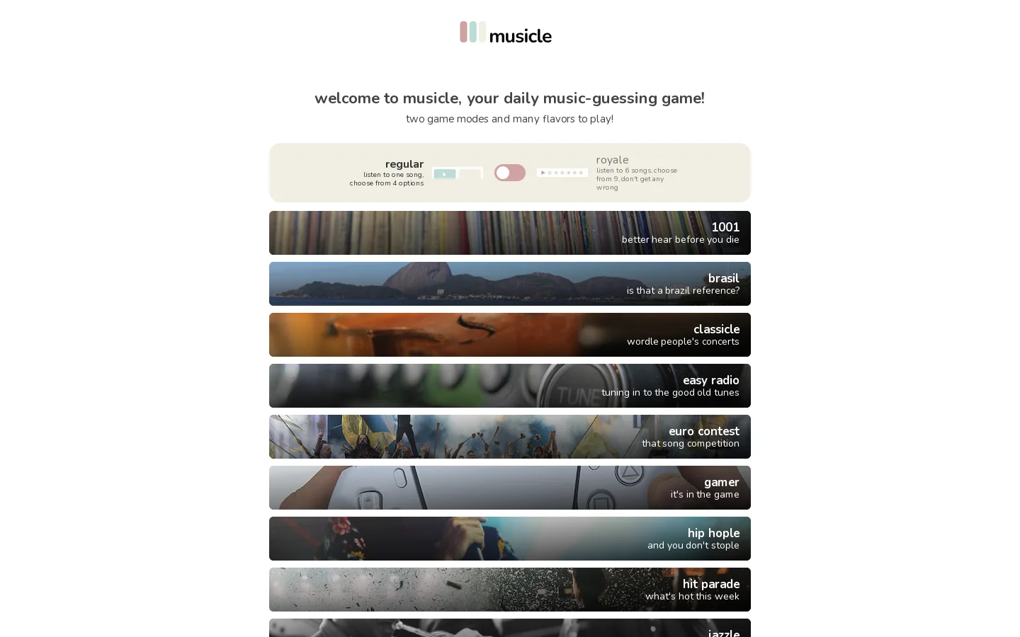 Musicle Homepage screenshot
