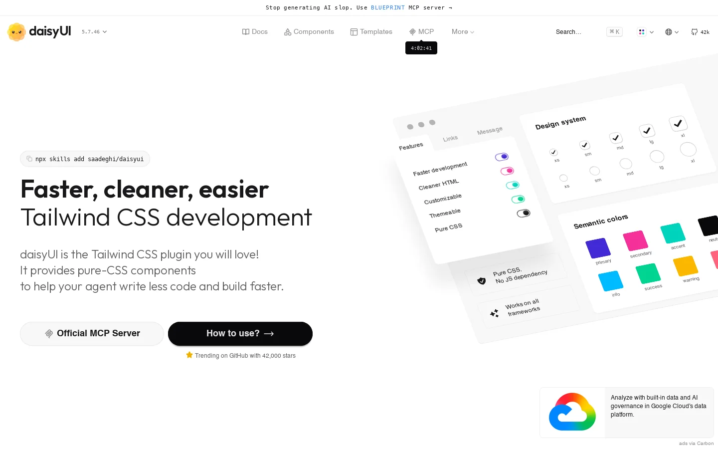 daisyUI Homepage screenshot