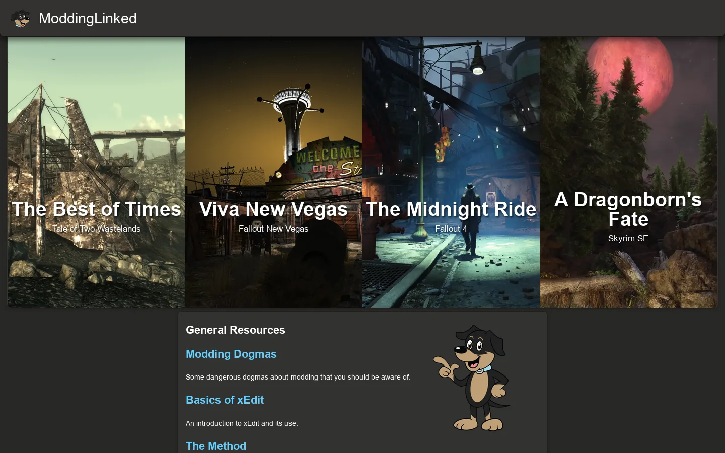 ModdingLinked Homepage screenshot