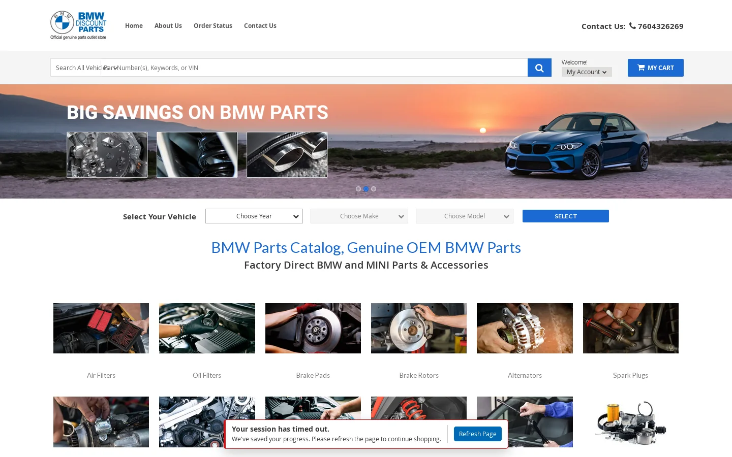 BMW Discount Parts Homepage screenshot