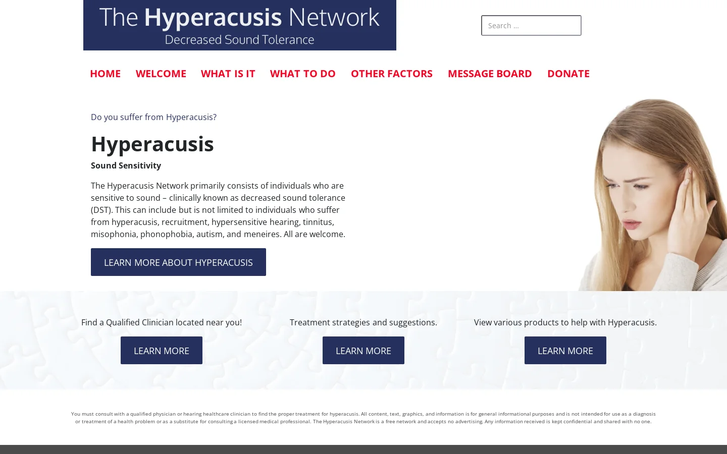The Hyperacusis Network | Decreased Sound Tolerance Homepage screenshot