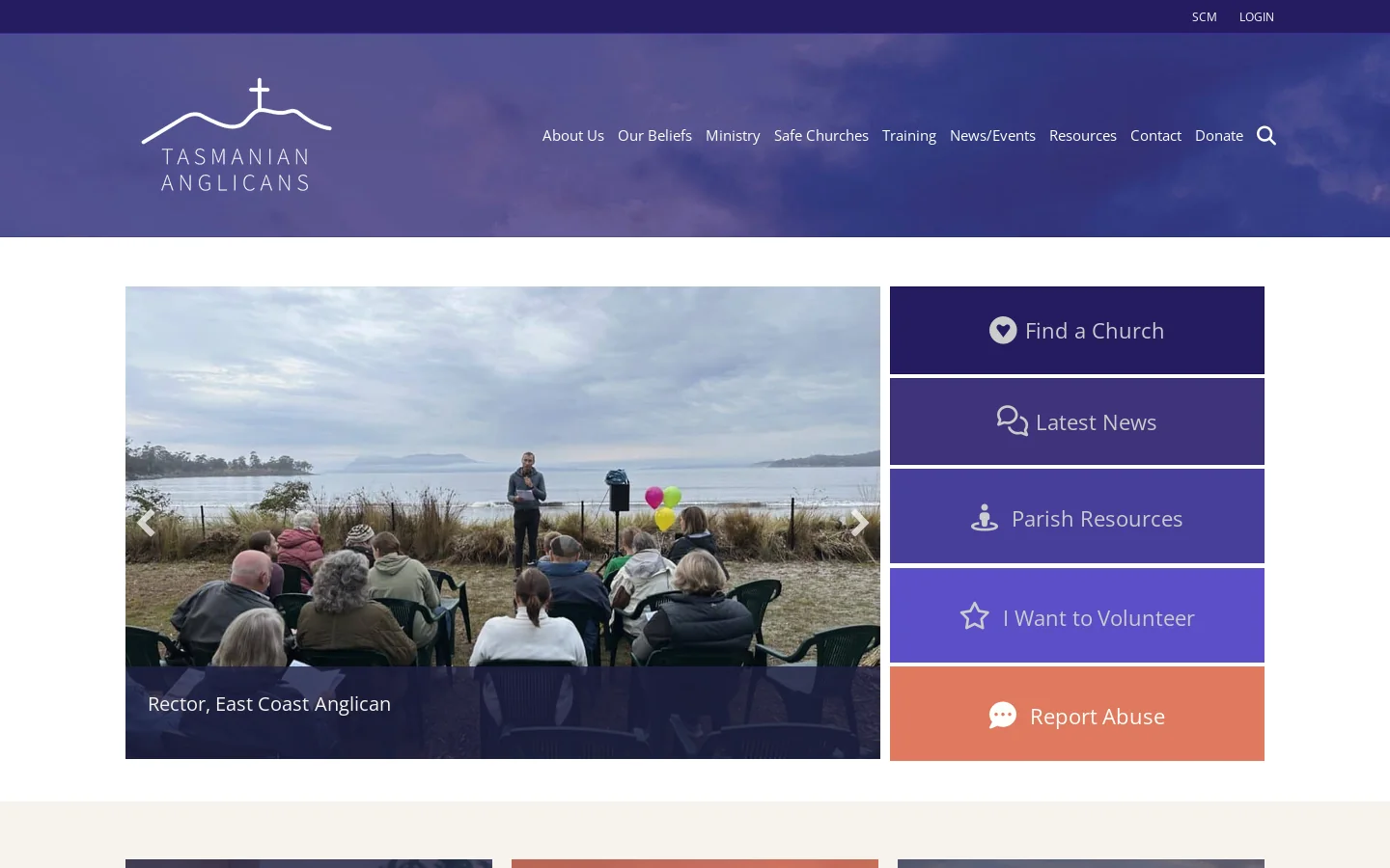 Anglican Diocese of Tasmania – A church for Tasmania, making disciples of Jesus Homepage screenshot