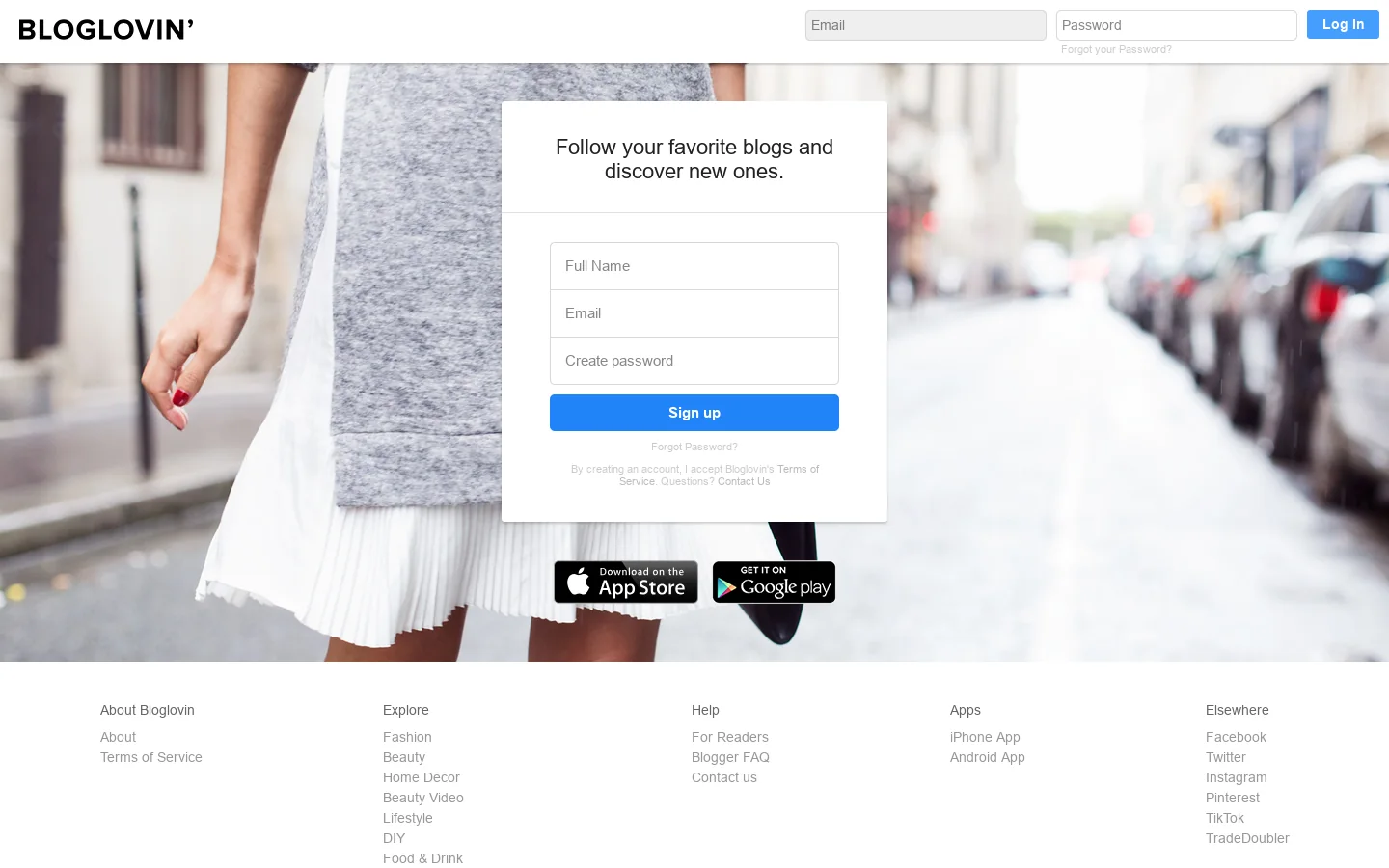 Bloglovin’ Homepage screenshot