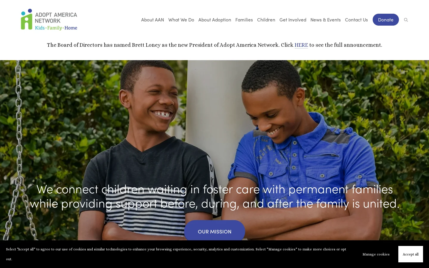 Adopt America Network Homepage screenshot
