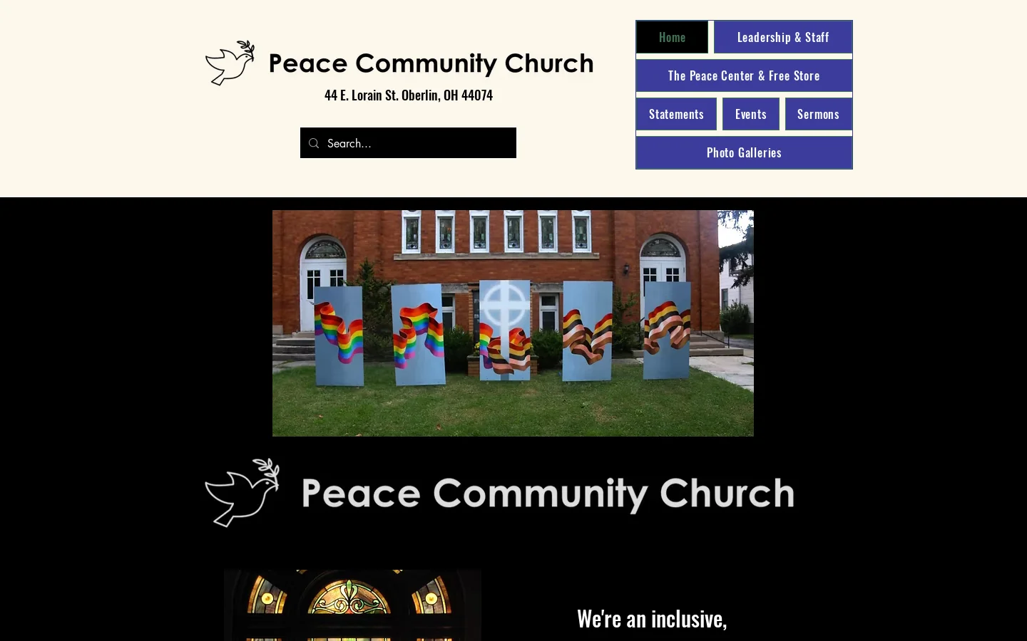 Peace Community Church of Oberlin | A Welcoming & Affirming Ohio Baptist Church Homepage screenshot