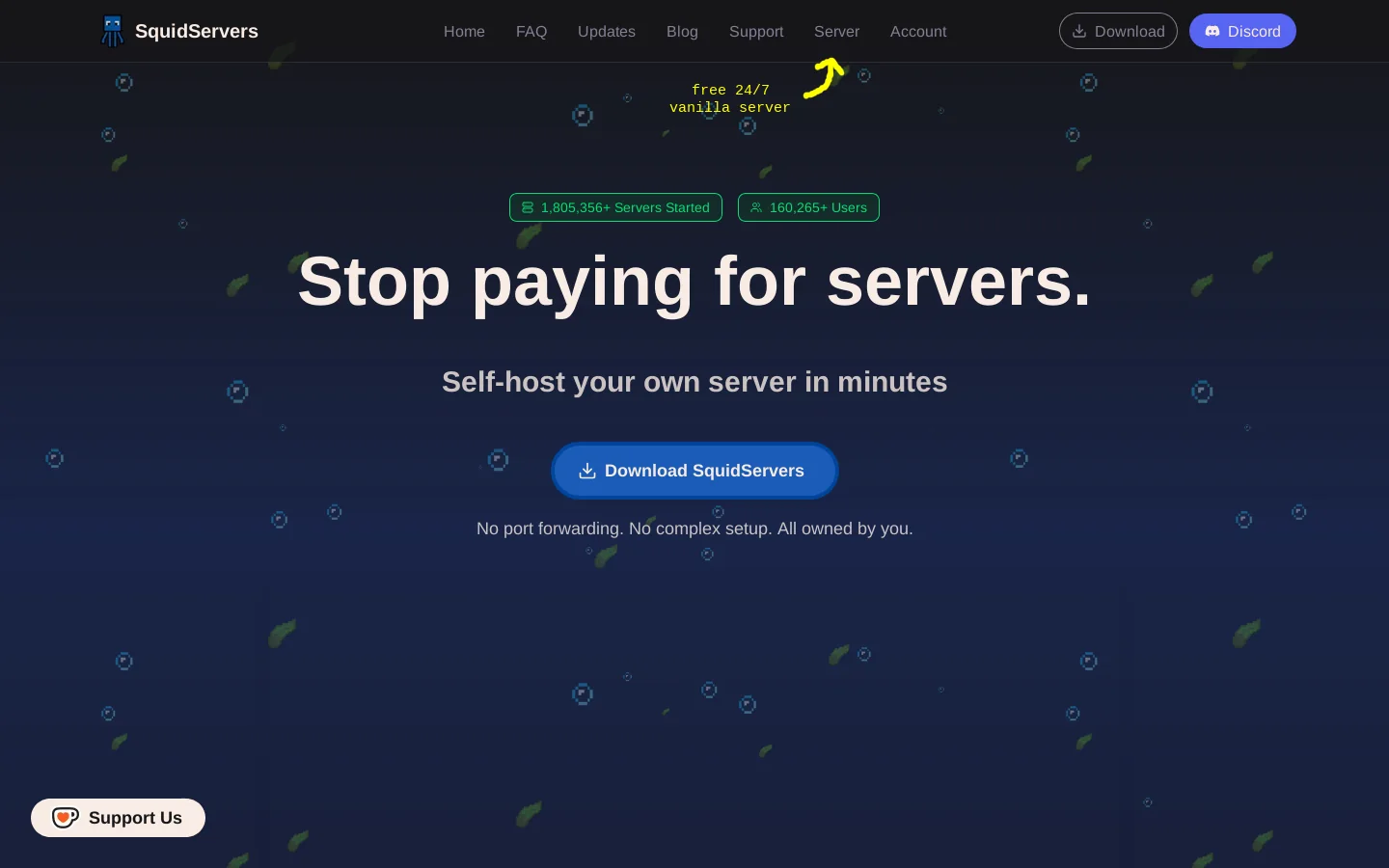 SquidServers Homepage screenshot