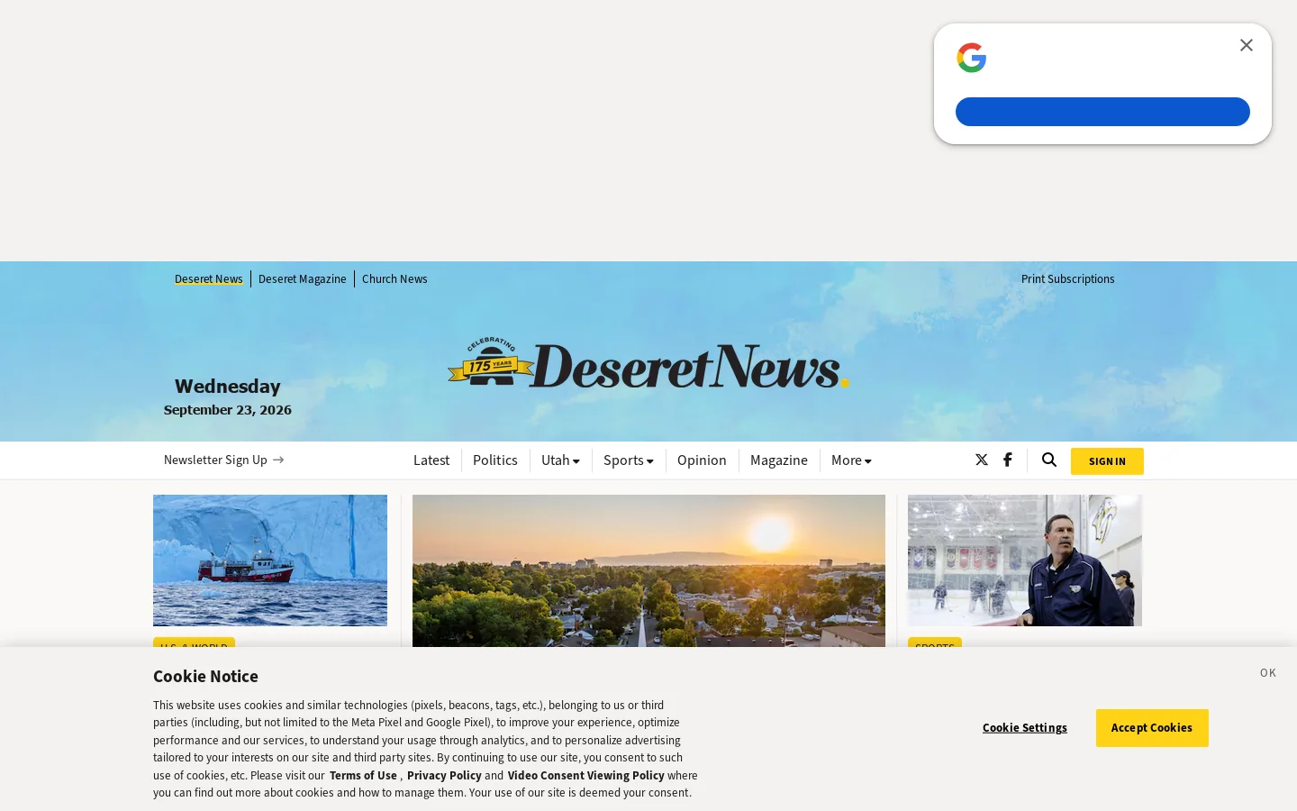 Deseret News Homepage screenshot