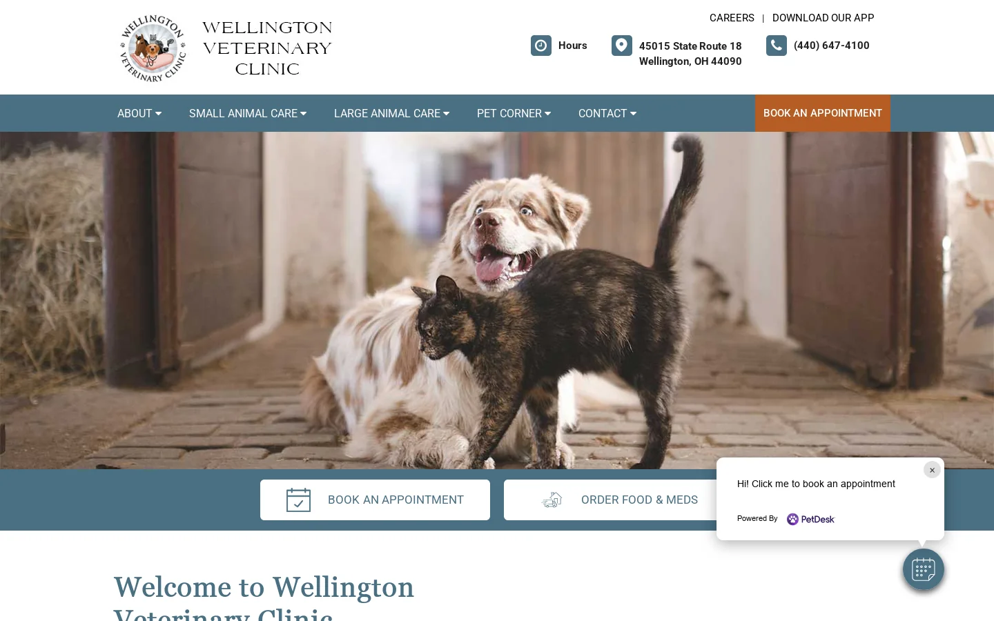 Wellington Veterinarians Homepage screenshot