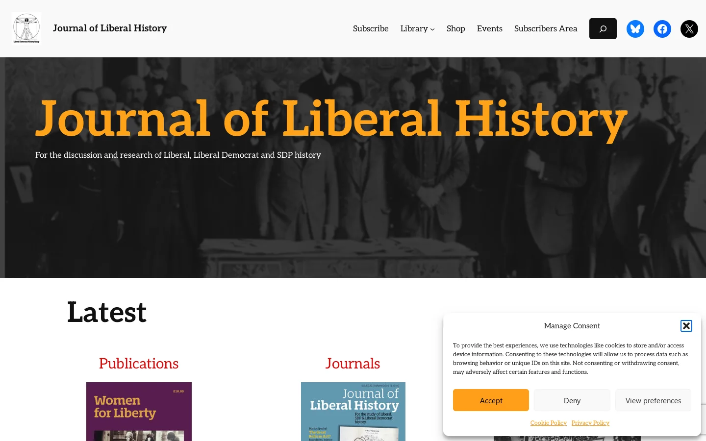 Journal of Liberal History Homepage screenshot