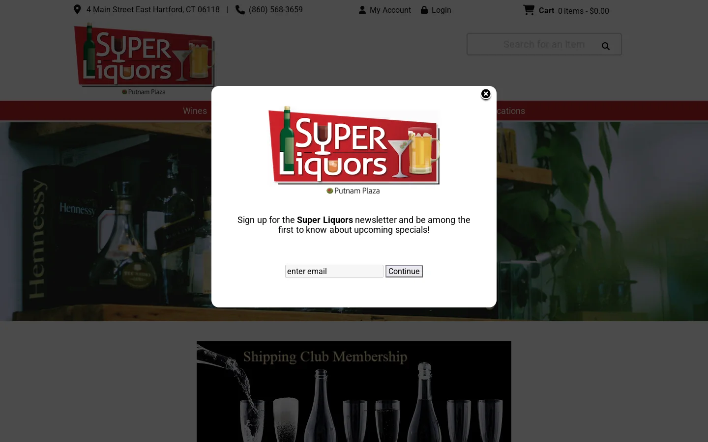 Online Local Liquor Vintages Wine, Whiskey, Alcohol Delivery Shop, Beer Spirits Package Store East Hartford & Glastonbury CT - Putnam Plaza Super Liquors Homepage screenshot