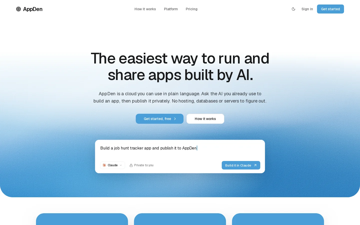 AppDen Homepage screenshot