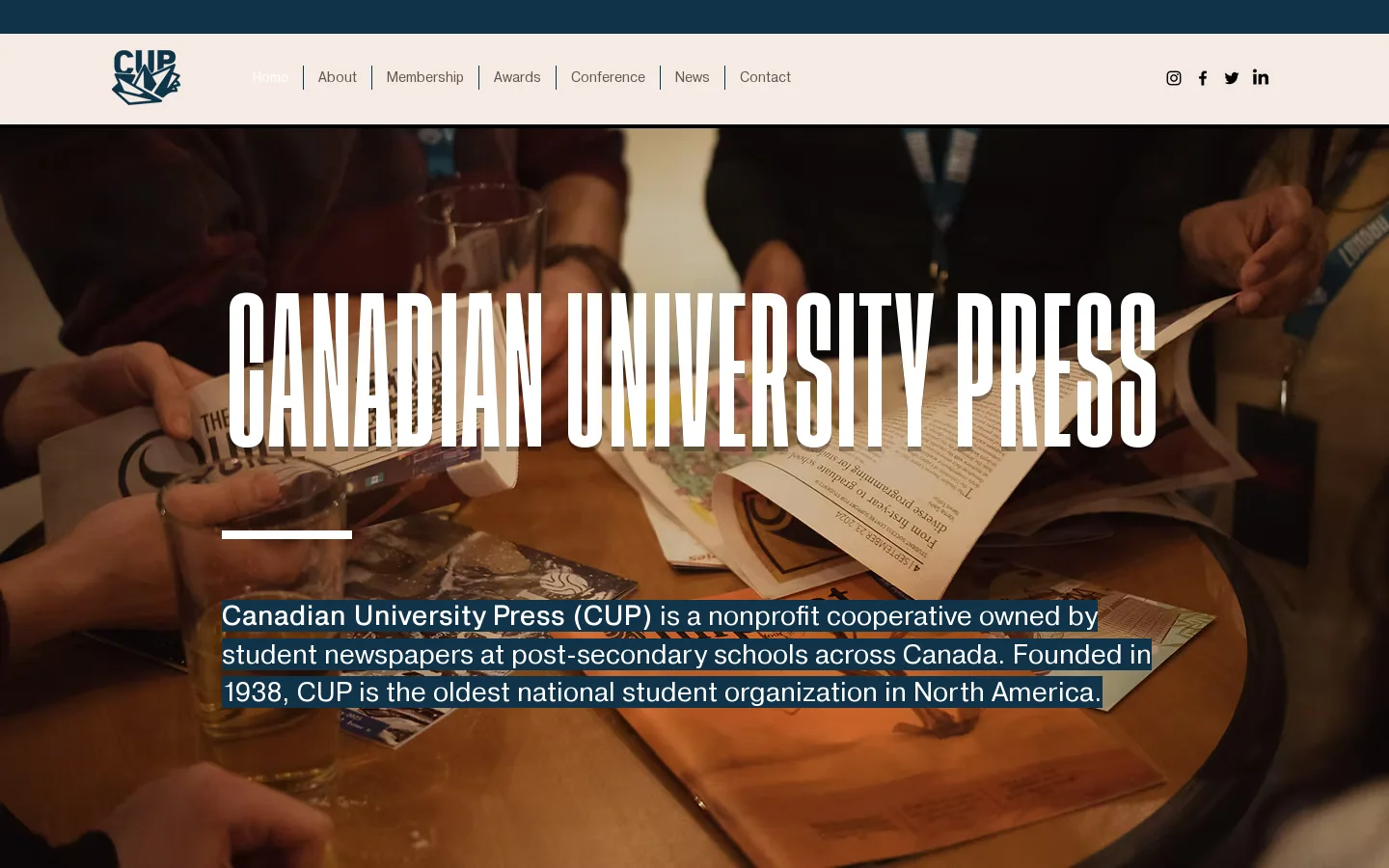 Canadian University Press | Presse Universitaire Canadienne Homepage screenshot
