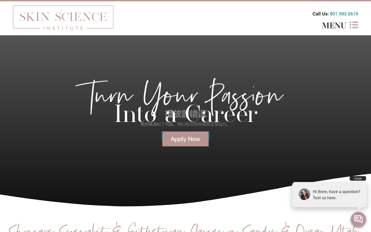 Skin Science Institute Homepage screenshot