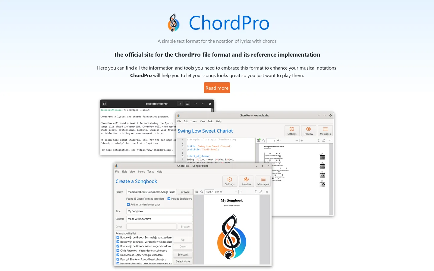 ChordPro Homepage screenshot