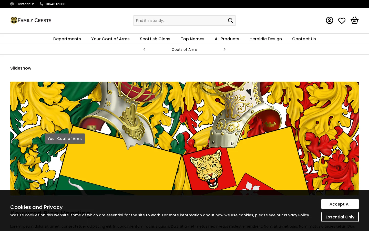 Family Crests Homepage screenshot