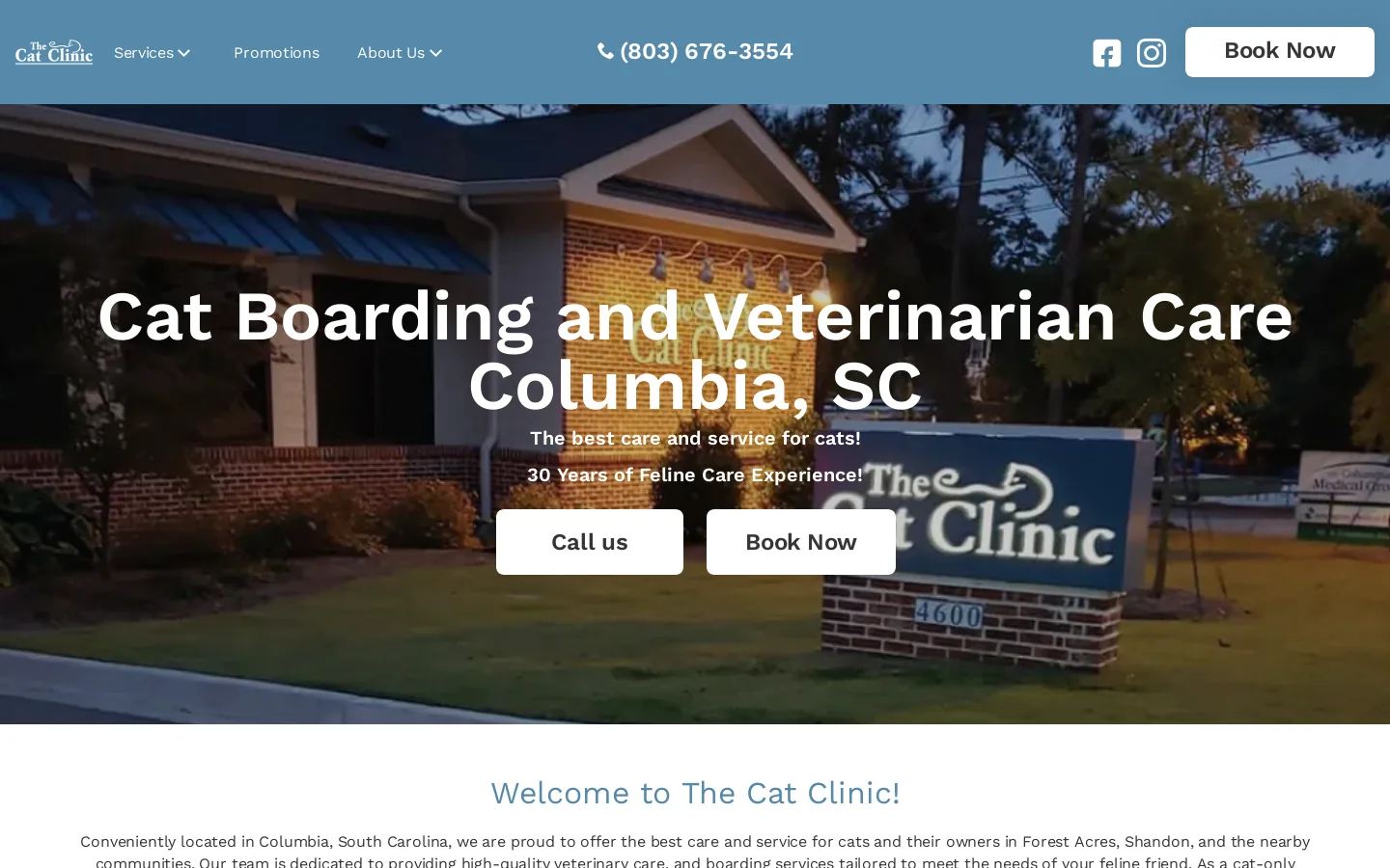 Cat Clinic Cat Veterinarian in Columbia Homepage screenshot