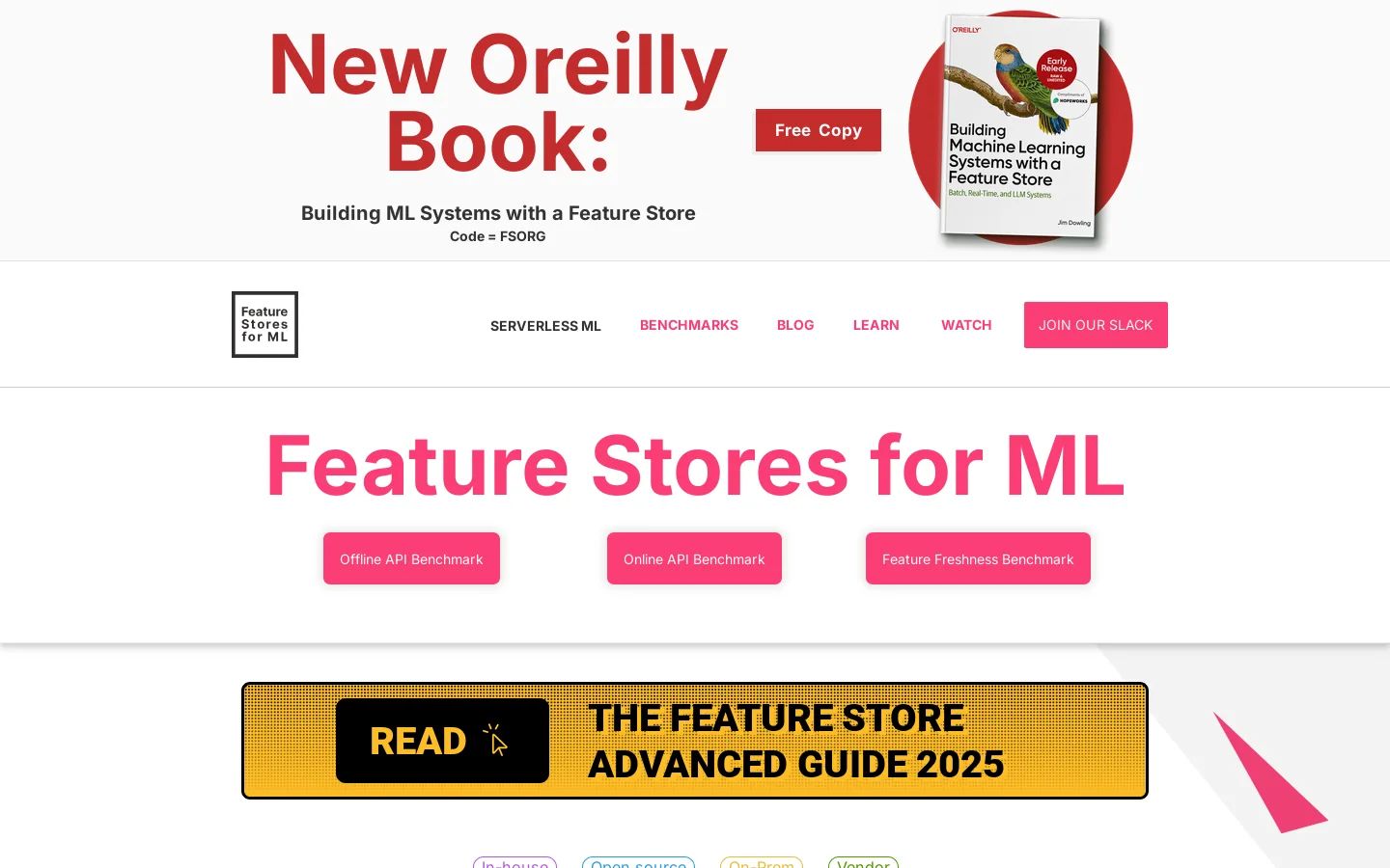 Feature Store For ML Homepage screenshot