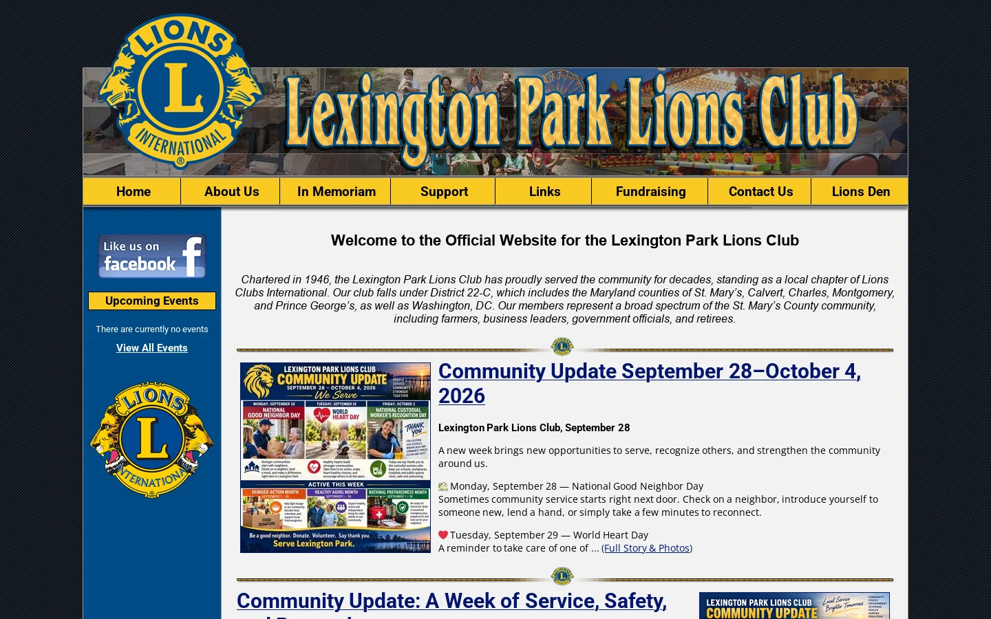 Lexington Park Lions Club Homepage screenshot