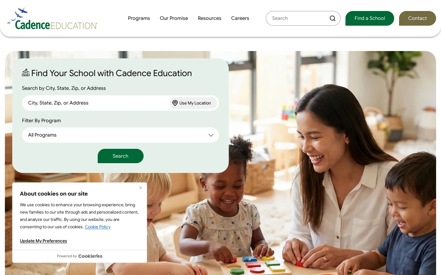Cadence Education Homepage screenshot