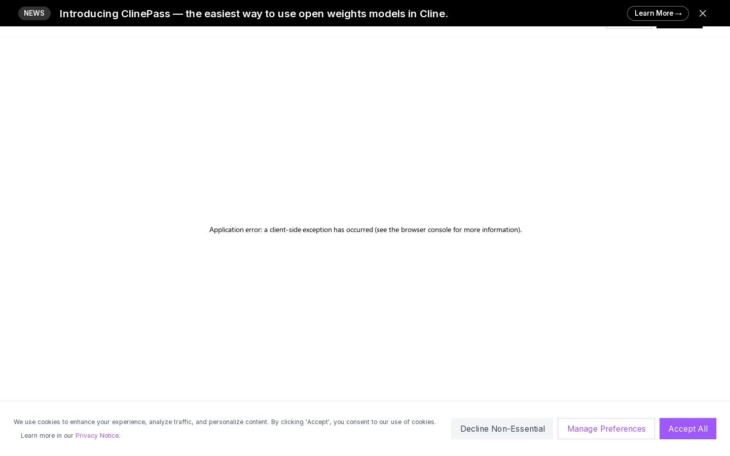 Cline Homepage screenshot