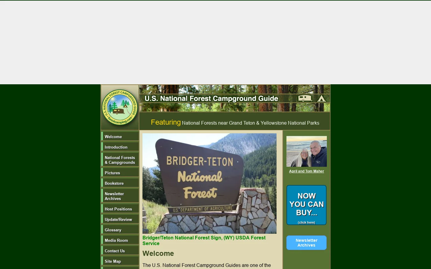 Campground Directory and National Forest Campgrounds Homepage screenshot