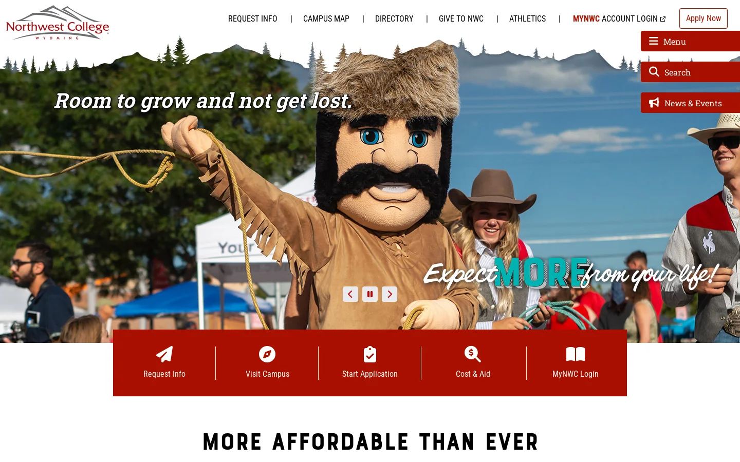 Home | Northwest College | Powell, Wyoming USA Homepage screenshot